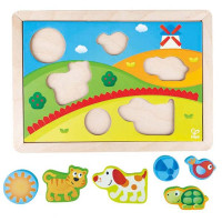 Деревяна рамка-вкладиш Hape Долина 3 в 1 (E1601)