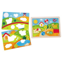 Деревяна рамка-вкладиш Hape Долина 3 в 1 (E1601)