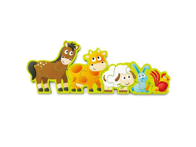 Дерев'яний пазл з цифрами Hape Звірята на фермі 10 ел. (E1628)