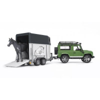 Автомодель Bruder Джип Land Rover Defender з причепом для перевезення коней та конячка (02592) Автомодель Bruder Джип Land Rover Defender з причепом для перевезення коней та конячка (02592)