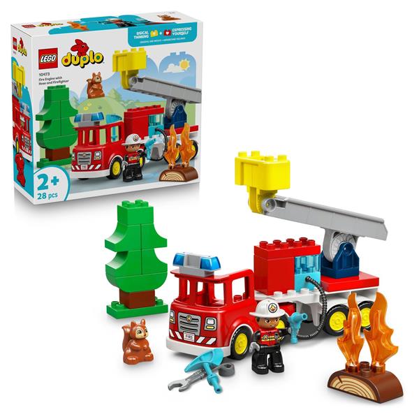Конструктор LEGO DUPLO Town Пожежна машина зі шлангом і пожежником 28 Деталей (10473)