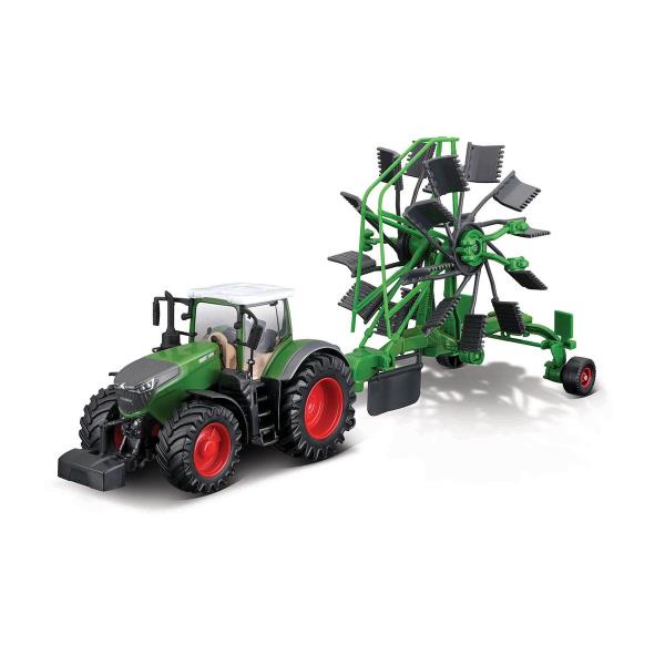 Модель Bburago Трактор Fendt 1050 Vario із роторними валковими граблями 1:32 (18-31665)