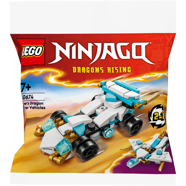 Конструктор LEGO NINJAGO Суперсильні транспортні засоби дракона Зейна 2 в 1, 55 деталей (30674)