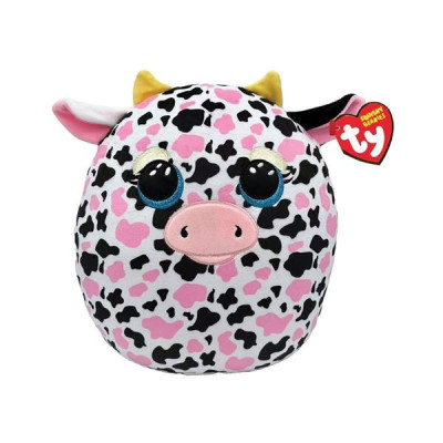 Мягкая игрушка-подушка TY Squish a Boos Рожева корівка Мілкшейк 40 см (39364)