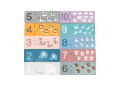 Дерев'яний пазл PolarB Числа і звірята (44071)