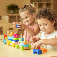 Дерев'яна каталка Viga Toys Поїзд із блоків (50089) Дерев'яна каталка Viga Toys Поїзд із блоків (50089)