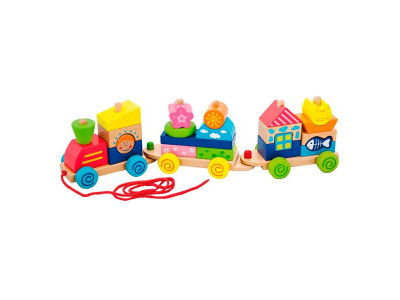 Дерев'яна каталка Viga Toys Поїзд із блоків (50089)