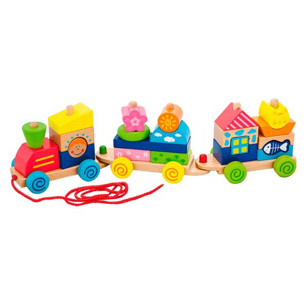 Дерев'яна каталка Viga Toys Поїзд із блоків (50089) Дерев'яна каталка Viga Toys Поїзд із блоків (50089)