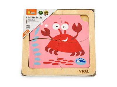 Дерев'яний мініпазл Viga Toys Крабик, 4 ел. (50146) Дерев'яний мініпазл Viga Toys Крабик, 4 ел. (50146)