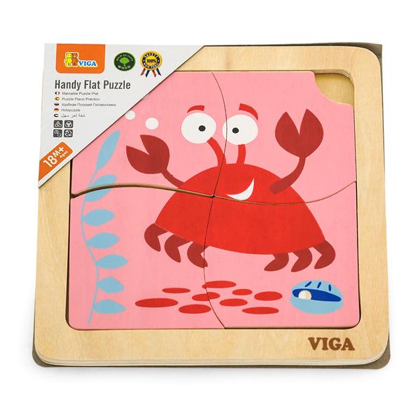 Дерев'яний мініпазл Viga Toys Крабик, 4 ел. (50146) Дерев'яний мініпазл Viga Toys Крабик, 4 ел. (50146)