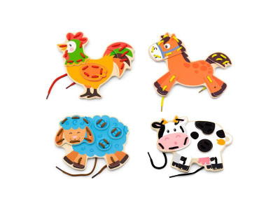 Деревяна шнурівка Viga Toys Фермерські звірята (51325)