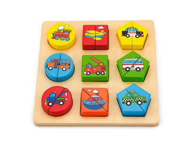 Дерев'яний пазл-сортер Viga Toys Фігури і транспорт (59586) Дерев'яний пазл-сортер Viga Toys Фігури і транспорт (59586)