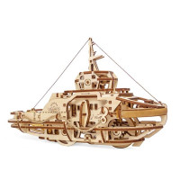 Дерев'яний механічний 3D конструктор Ugears Буксир (70078)