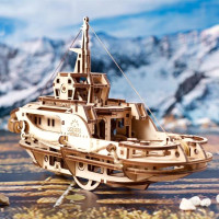 Дерев'яний механічний 3D конструктор Ugears Буксир (70078)