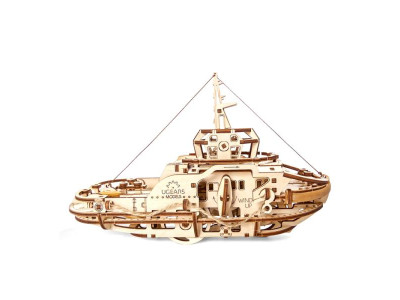 Дерев'яний механічний 3D конструктор Ugears Буксир (70078)