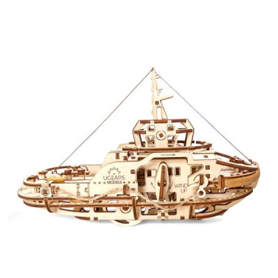 Дерев'яний механічний 3D конструктор Ugears Буксир (70078)