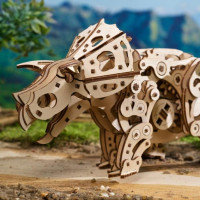 Дерев'яний механічний 3D конструктор Ugears Трицератопс (70211)