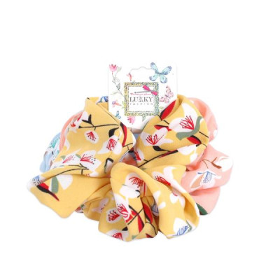 Набір дитячих резинок для волосся Lukky з квітковим принтом 3 шт. (T19596)