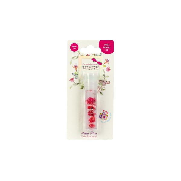 Олійка-блиск для губ в ролику Lukky Aqua Fleur з червоними квітами (T22005)