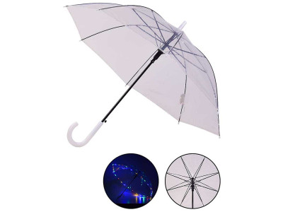 Парасолька прозора зі світлом довжина тростини - 77 см діаметр у розкрит UM5216 Парасолька прозора зі світлом довжина тростини - 77 см діаметр у розкрит UM5216