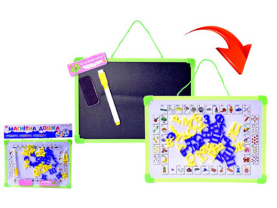 Дошка 2-х стороння + алфавіт крейда маркер KI-7005