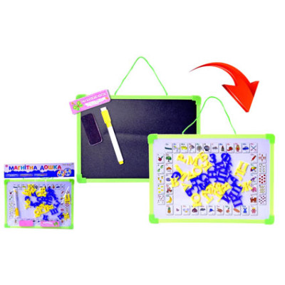 Дошка 2-х стороння + алфавіт крейда маркер KI-7005