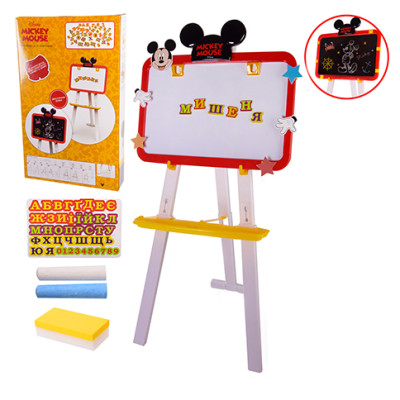 Дошка 2-х стороння "MICKEY" магніт. укр букви+ цифри з крейдою в коробці D-3702 Дошка 2-х стороння "MICKEY" магніт. укр букви+ цифри з крейдою в коробці D-3702
