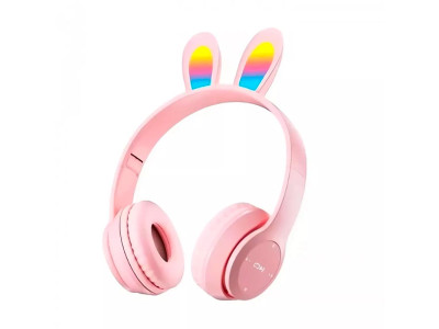 Бездротові навушники "Заячі вушка" з підсвіткою RGB Bluetooth 5.0 P47R_Pink Бездротові навушники "Заячі вушка" з підсвіткою RGB Bluetooth 5.0 P47R_Pink