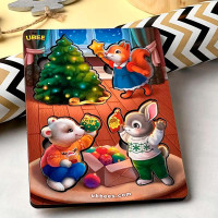 Пазли-вкладки з фоном UBEE "Новорічні -1" з дерева ПСД223