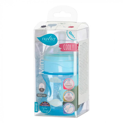 Пляшка для годування Nuvita Mimic 150 мл 0м+ Антиколікова блакитна NV6010B 2300009572835