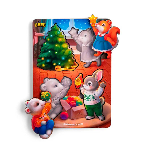 Пазли-вкладки з фоном UBEE "Новорічні -1" з дерева ПСД223