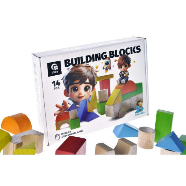 Розвиваюча гра qbee "Будівельні блоки" 14 деталей дерев'яна QB700-008