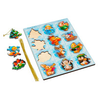 Сортер-вкладиш великий UBEE "Новорічний -2" з дерева ПСФ016 Сортер-вкладиш великий UBEE "Новорічний -2" з дерева ПСФ016