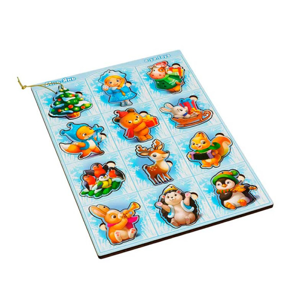 Сортер-вкладиш великий UBEE "Новорічний -2" з дерева ПСФ016 Сортер-вкладиш великий UBEE "Новорічний -2" з дерева ПСФ016