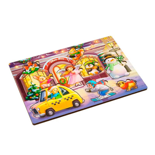 Сортер-вкладиш великий UBEE "Новорічний -3" з дерева ПСФ032 Сортер-вкладиш великий UBEE "Новорічний -3" з дерева ПСФ032