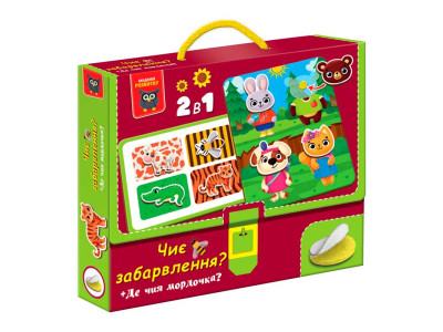 Гра розвивальна Vladi Toys з липучками. Чиє забарвлення? Де чия мордочка? VT1310-06
