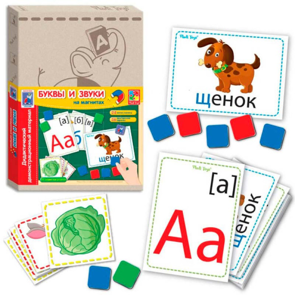 Дидактичний матеріал Vladi Toys "Букви та звуки" із магнітами VT3701-04 Дидактичний матеріал Vladi Toys "Букви та звуки" із магнітами VT3701-04