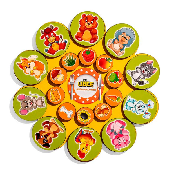 Гра на липучках Ubee - Хто що їсть деревяна ПСД276