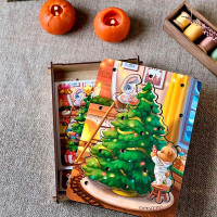 Розвиваюча гра 2 в 1 Деревяний пазл UBEE "Ялинка (маленька)" з дерева ПСФ093