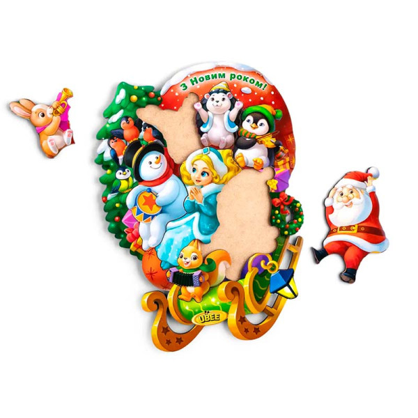 Пазл-вкладиш UBEE "Звірі на санях" з дерева ПСД189