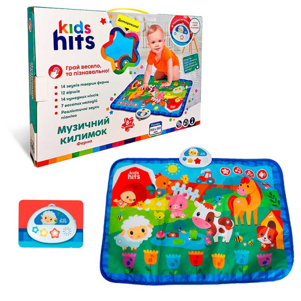 Килимок музичний Kids Hits Ферма батар. у комплекті звуки та назви твар KH04-002