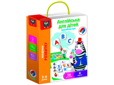 Магнітна гра Vladi Toys Академія розвитку Англійська для дітей 56 магнітів навчальна VT5411-09