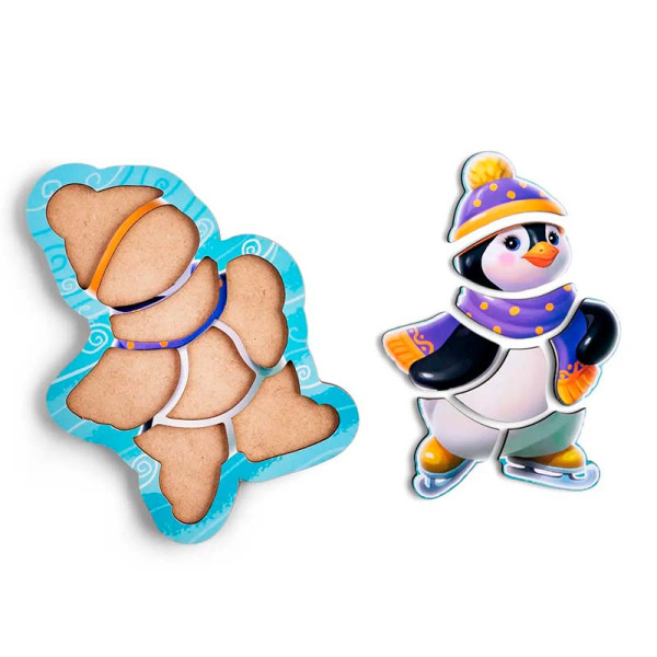 Контурний пазл-рамка UBEE "Пінгвін на ковзанах" з дерева ПСФ146 Контурний пазл-рамка UBEE "Пінгвін на ковзанах" з дерева ПСФ146