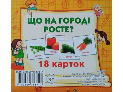 Картки міні Що росте на городі (20 карток) J018y Картки міні Що росте на городі (20 карток) J018y