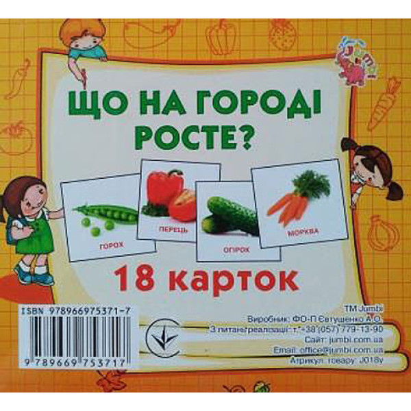Картки міні Що росте на городі (20 карток) J018y Картки міні Що росте на городі (20 карток) J018y