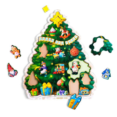 Пазл-вкладка з підказкою UBEE "Новорічна ялинка" з дерева ПСФ137
