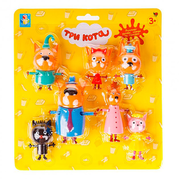 Три кота: набір з семи фігурок (Коржик+Карамелька+Компот+Мама+Тато+ Сажик+Л T17187 Три кота: набір з семи фігурок (Коржик+Карамелька+Компот+Мама+Тато+ Сажик+Л T17187