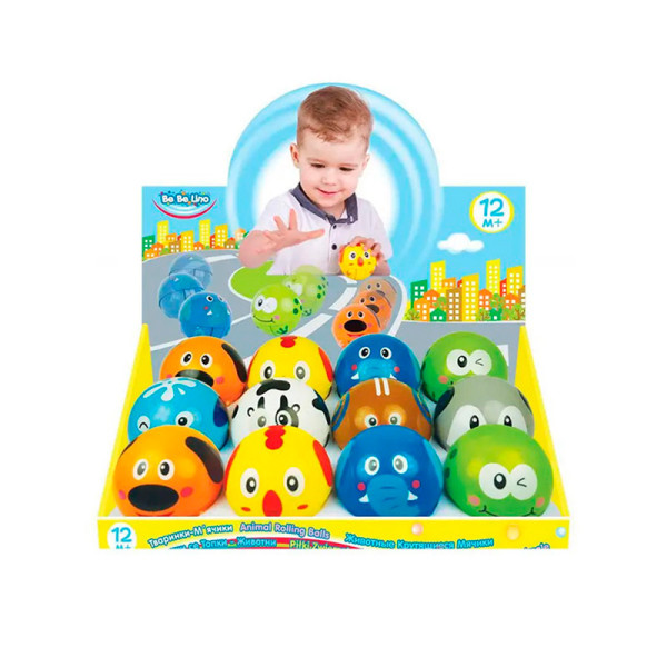 Бебеліно.Тваринка-мячикдисплей 12шт8видів 1+ 58155