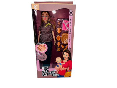 Лялька 29 см вагітна з аксесуарами 1183_Brown-Black