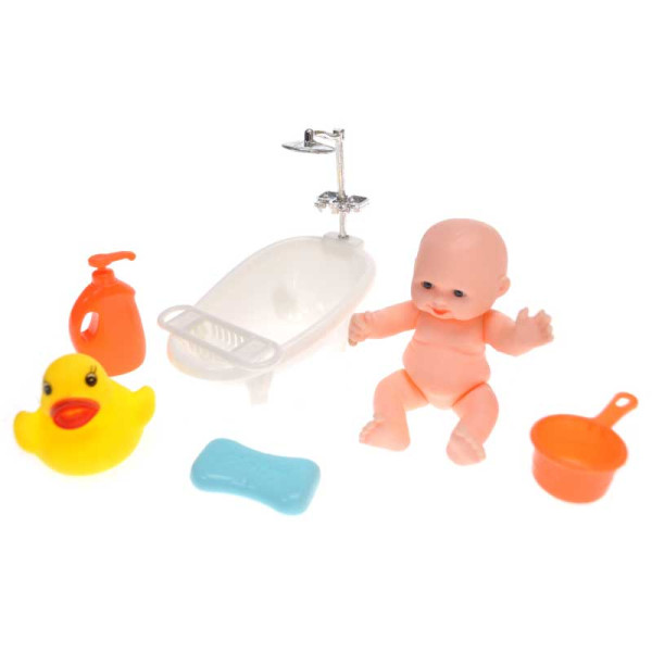 Пупс у ванночці з аксесуарами в сітці LE566-18E
